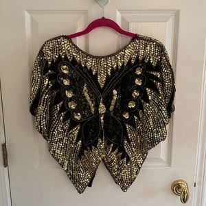 COPY - Vintage Silk Bedazzled Butterfly Top